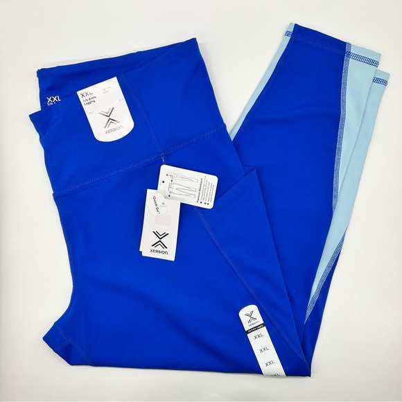 Xersion Women's Set of 2 Blue & Maroon High Rise 7/8 Ankle Leggings Size XXL - Picture 6 of 11